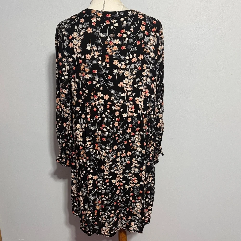 JODIFL Black Floral Long-Sleeve Babydoll Dress - Picture 5 of 5